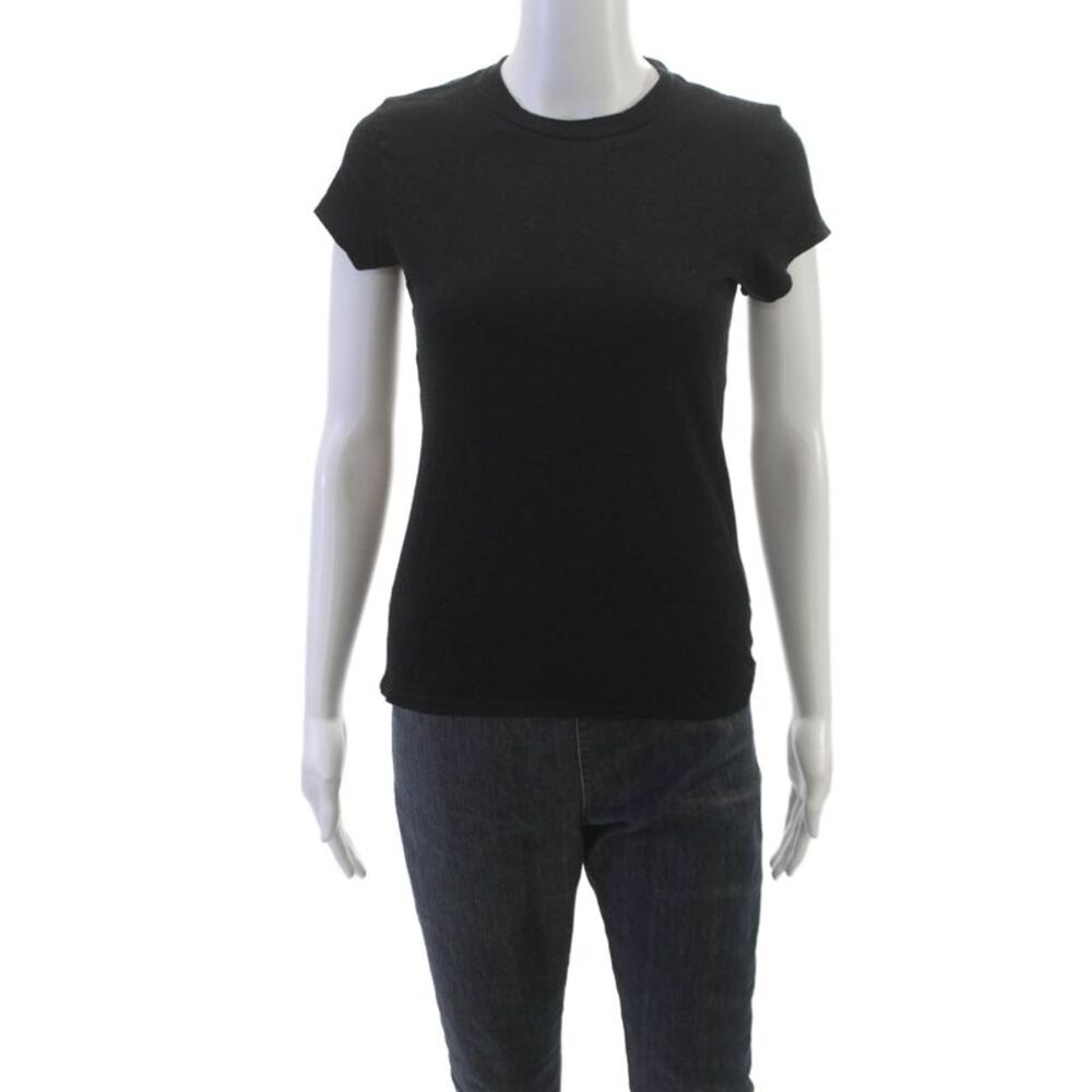 Perfect White Tee Womens Black Basic T-Shirt Crew Neck Short Sleeve Size S